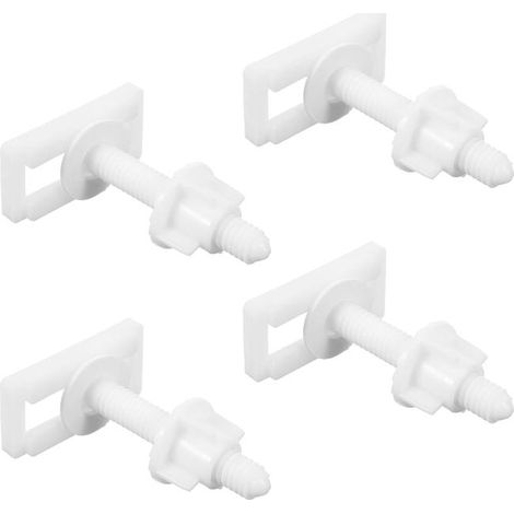 Kit of 4 repair screws for toilet seat made of lightweight white ABS, suitable for toilet seat risers. (1/5)