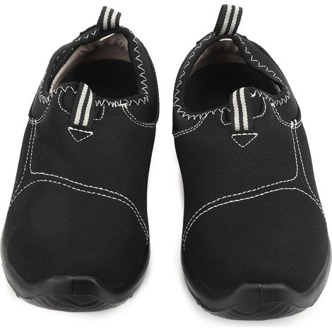 Paire de chaussures de sécurité élastiques en toile PU, en acier, anti-écrasement, anti-perforation, antistatiques pour usine, atelier, cuisine (45) (1/5)