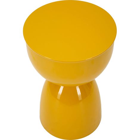 Mesa de Centro Gorkha, Forma Redonda, Color Amarillo, Estructura Tono Mostaza, 33x50x33h cm Amarillo Mostaza