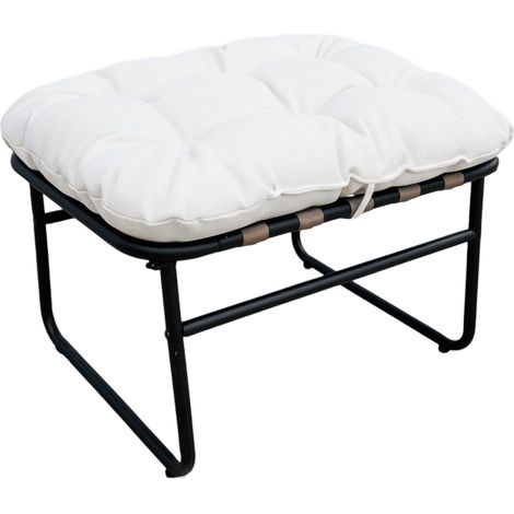 Gepolsterter Pouf Fußhocker Rebecca Mobili Zihan 45x63x47 cm Stahl Polyester Weiß Dunkelgrau Modern