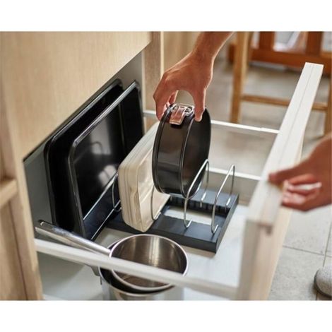 Organisateur de cuisine, support pour plaques de cuisson, casseroles, couvercles et planches à découper, avec 7 compartimen (1/5)