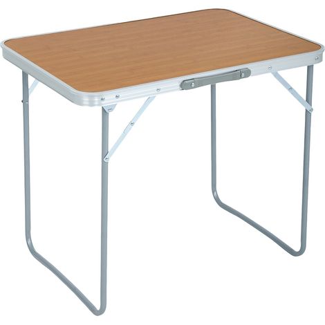 Tavolo da campeggio pieghevole ARES in alluminio effetto legno dimensioni 70x60x50 cm (1/5)