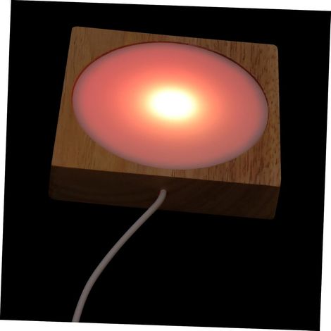Veilleuse de Chevet LED Créative en Bois, Base Lumineuse USB (1/5)