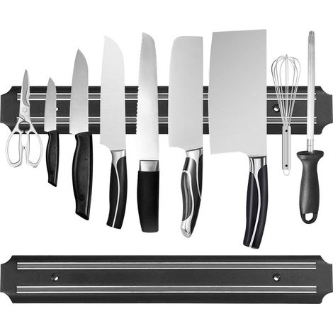 Bandes magnétiques pour couteaux (15 pouces x lot de 2) Bande de rangement magnétique pour couteaux, support pour ustensiles de cuisine, support magnétique polyvalent pour couteaux (1/4)