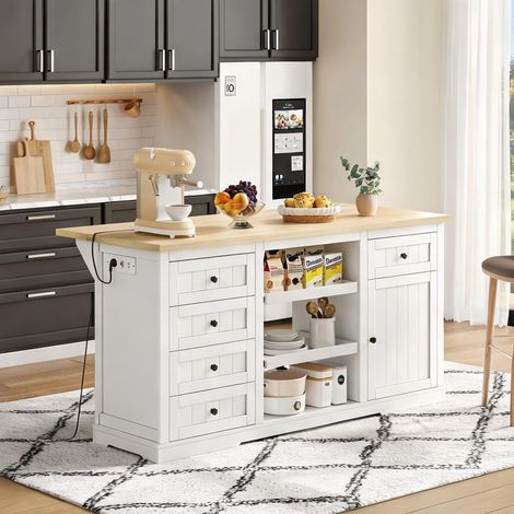 Buffet coloris natural blanc en MDF 150 x 65 x 75,5 cm (1/5)