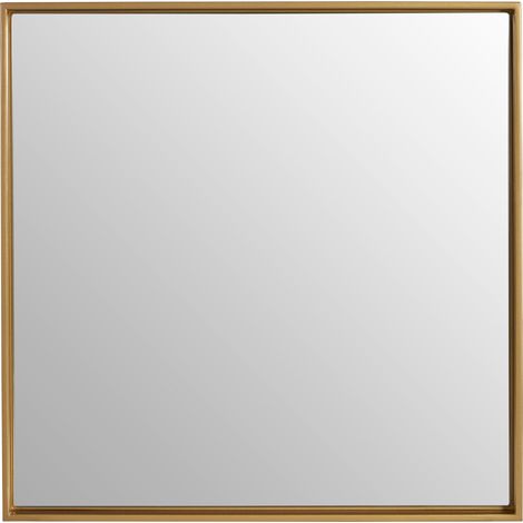 Premier Housewares Wall Mirror Bathroom / Bedroom / Hallway Wall Mounted Medium Gold Mirrors / Square Minimalistic Mirrors For Living Room 4 x 42 x 42 (1/5)