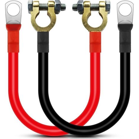 Ecleanfy - Câble Onduleur de Batterie 30cm avec Connecteurs de Bornes de Batterie 12V-24V 25mm² 3AWG (Max 125A) Câble de Batterie Rouge et Noir pour Camion, Moto, Solaire, Camping-Car, Marine (1/4)