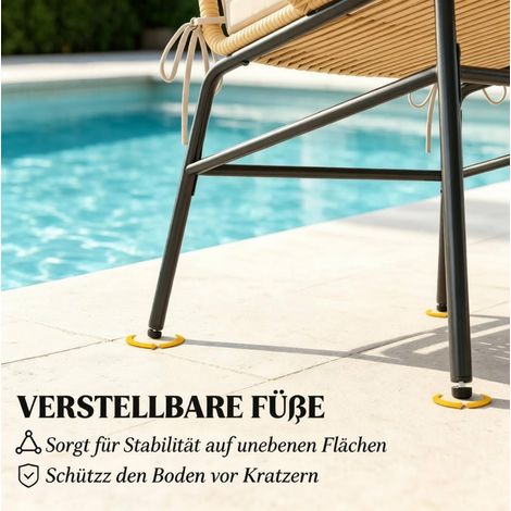 Ensemble de mobilier d'extérieur 2 pièces avec 2 fauteuils beiges et table ronde en résine tressée (1/5)