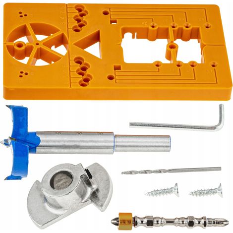 Kit di frese per cerniere a scatola 35 con guida e modello (1/3)