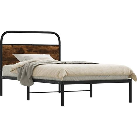 Bettgestell ohne Matratze 90x190 cm Räuchereiche Holzwerkstoff
