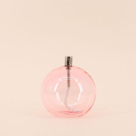 Lampe à huile sphère en verre soufflé rose 13cm (1/5)