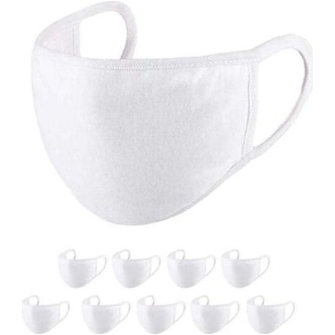 Masque Anti-poussière Réutilisable en Coton - 10 Pièces Blanc - Lavable pour Usage Quotidien Sportif (1/4)