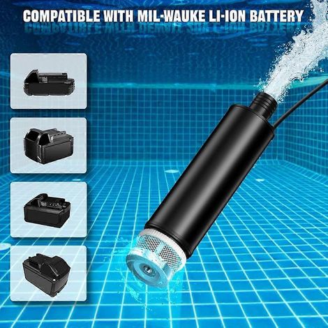 Mini pompe à eau pour batteries Milwaukee, pompe à eaux usées portable de 500 GPH avec filtre à sédimentation, pour le drainage des piscines et des jardins. (1/5)