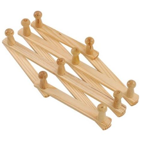 Lot de 10 cintres muraux extensibles en bois, crochets décoratifs pour rangement chapeaux et vêtements (1/2)