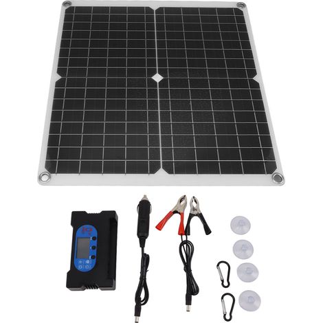 Panneau solaire 25 W avec contrôleur 100 A - Installation facile - Sortie stable - Protection du circuit - Idéal pour camping-car, caravane et camping