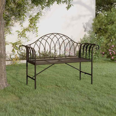vidaXL Banco de jardín de dos plazas 128 cm acero negro (1/5)