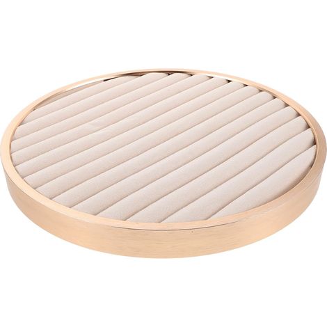 Plateau Rond en Métal Beige Velours Organiseur de Bijoux Multifonction pour Bagues Colliers Bracelets et Boucles D’Oreilles Vide-Poches Décoratif Léger pour Photos et (1/5)
