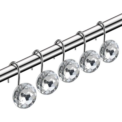 MINKUROW 12 Pezzi Ganci Decorativi Per Tende Da Doccia In Acrilico Strass Bagno Bagno Rack Set (1/5)