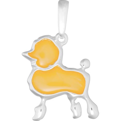 Ciondolo a forma di barboncino in argento con ciondolo a forma di cane in ambra gialla da donna 925 (1/2)