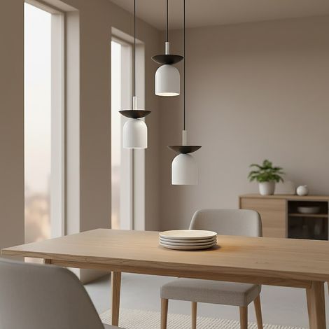 Lampada a sospensione EGO in acciaio bianco opaco