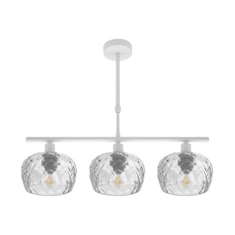FABRILAMP Lampada Estela 3xe14 Bianco Regx55x13 Cm con paralumi in cristallo tagliato trasparente (1/2)