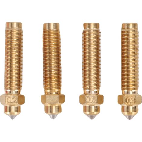 Kit de 4 buses bimétalliques compatibles avec l'imprimante 3D Elegoo Centauri Carbon (laiton et acier trempé) : 0,2 mm, 0,4 mm, 0,6 mm et 0,8 mm. Impression à haut débit. (1/5)