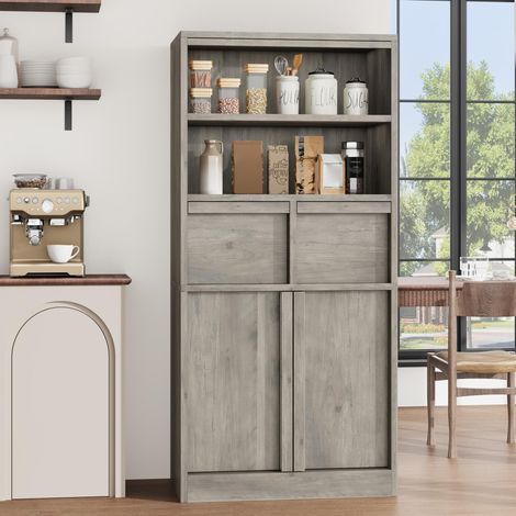 Armoire 130 cm grise – 2 portes 2 tiroirs étagères (1/5)