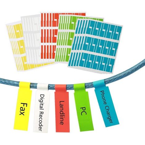 750 unidades, Etiquetas autoadhesivas para cables, Marcador de etiquetas para cables resistente al agua y al desgarro, 5 colores diferentes (1/5)