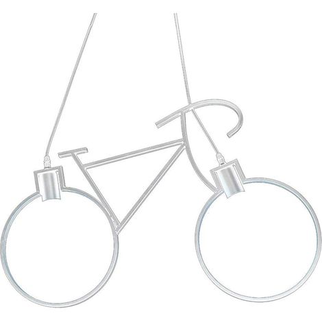 Lampadario a sospensione da soffitto con bicicletta vintage retrò lampada con bici 2 attacchi E27 da soffitto bianco (1/2)