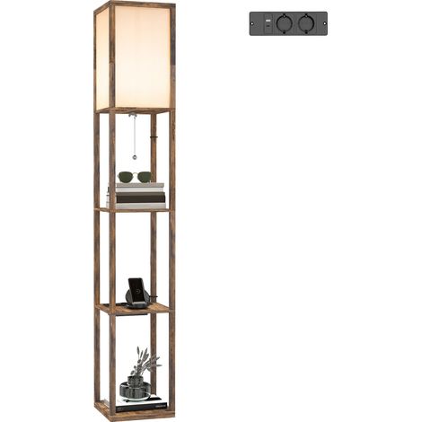 Lampada da terra, design moderno, 26 x 26 x 160 cm, marrone e bianco (1/5)