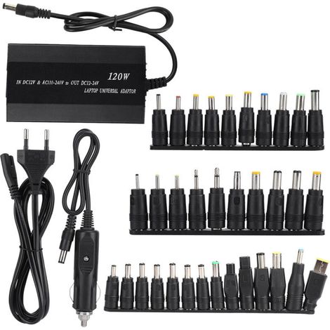 90-W-Universal-Laptop-Netzteil – 34 DC-Stecker, 110–240 V, EU-Stecker, für Zuhause und Auto