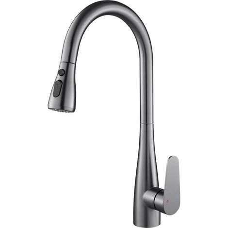 Ausziehbarer und drehbarer Küchenwasserhahn für Warm- und Kaltwasser.