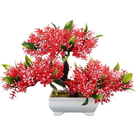 Bonsaï artificiel, plante artificielle, décoration pour chambre, bureau, salon, jardin, décoration intérieure, arbre japonais en pot-red (1/5)