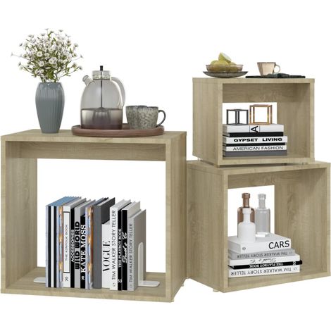 Tables gigognes 3 pcs Chêne sonoma (1/5)