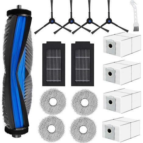 Lot de 16 pièces de rechange pour aspirateur Ecovacs Deebot T50 Pro/ T50 Omni/ T50 Pro Omni : 1 brosse principale, 2 filtres, 4 lingettes, 4 brosses latérales, 4 sacs à poussière (NE convient PAS aux (1/5)