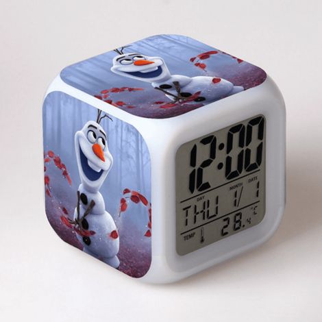 Réveil Numérique Enfant - Affichage LED 7 Couleurs - Fonction Thermomètre et Veilleuse - Alimentation Piles AAA - Pour Chambre ou Salon - 1 Pièce (1/5)