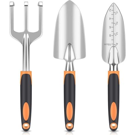 Ensemble Outils Jardin 3 Pièces Pelle Sécateur Multifonction Portable Orange (1/4)