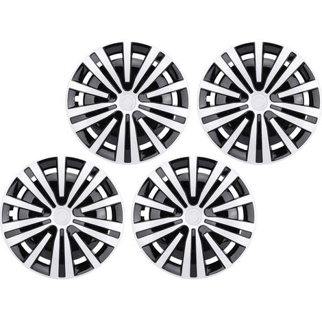 4 pièces 16 pouces enjoliveurs enjoliveurs de roue remplacement R16 jante couverture Snap On moyeu capuchons Kit universel pour voitures camion SUV argent noir (1/5)