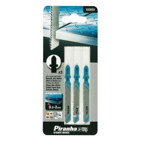 BLACK&DECKER PIRANHA 3 LAME SEGHETTO ALTERNATIVO PER METALLO X22033 TAGLIO FINE