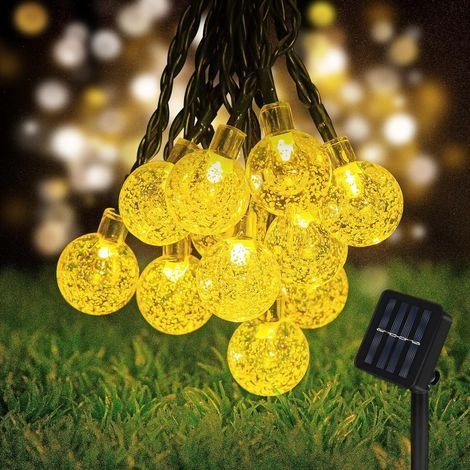 Guirlande solaire exterieure 6M 30LEDs 8 Modes Boules Cristal Guirlande Lumineuse Solaire, Décoration de Soirée, Anniversaire, Mariage, Jardin, Magasin, Maison Intérieur ou Extérieure (1/5)