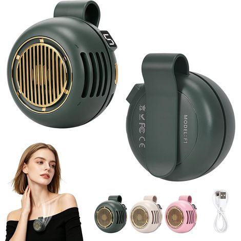 2 ventilateurs à pince portables sans pales, silencieux et rotatifs à 360°, 5 vitesses, pour vêtements, taille et voyages. (1/5)