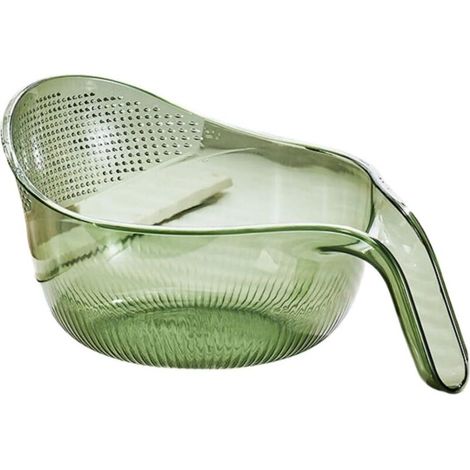 Lave-riz, égouttoir à légumes, bol à fruits avec poignée, bac filtrant - vert foncé transparent