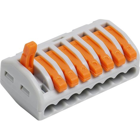 10 Pcs Electrical Cable Connectors, 8 Port Lever Connection Blocks, 250V 32A, Quick Connectors for Easy and Secure Installation, Ideal for Domestic and Industrial (1/5)