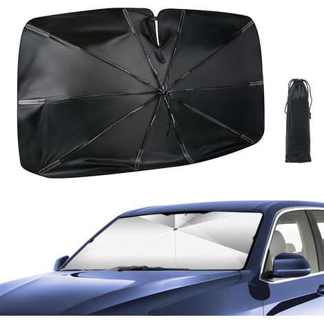 Pare-Soleil Voiture Pare-Brise Avant, 145x85cm Grande Taille,Protection UV & Anti-Chaleur Pliable Poignée pivotante, avec Découpe pour Rétroviseur – Idéal pour SUV et pour Voiture.