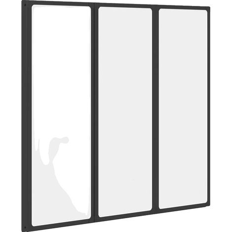Mampara de ducha, aluminio y PP, diseño moderno para baño, color negro. (1/2)