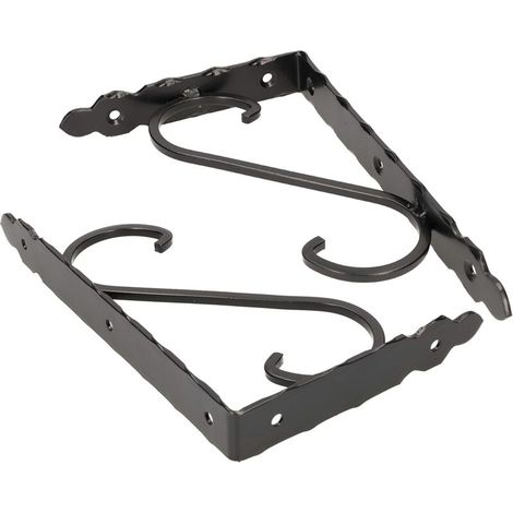 Lot de 2 supports d'étagère forgés - 25 x 15 cm - Noir vieilli (1/5)