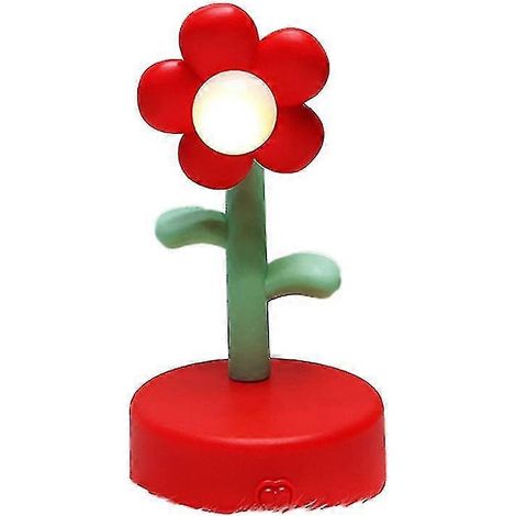 Lampe de table Fleur Rouge - Jolie veilleuse portable pour la décoration du bureau ou de la chambre d'étudiant (1/5)