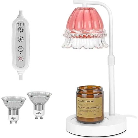 Lampe Chauffe Bougie - Chauffe-Cire Électrique avec Minuterie 2/4/8 H - Réglage Hauteur 10-13 Pouces - Gradation Lumière 4 Niveaux - Pour Maison Bureau Yoga - 1 Pièce (1/5)