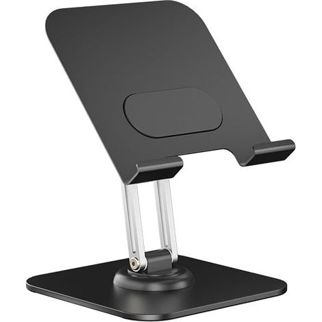 Lntyq Support Tablette - Accessoire Bureau Réglable & Pliable - Support Universel pour Bureau - Rotation 360° avec Effet Anti-Stress - Aluminium Noir