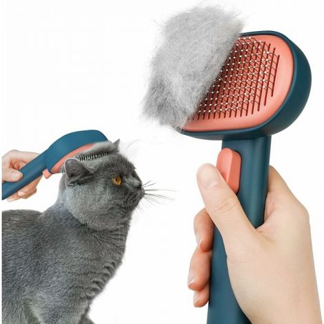 (GREEN)Cat Dog Brush, Self-Cleaning Cat Brush for Cats Dogs Long Short Hair in One-Touch Design, to Effectively Remove up to 95% of Dead Hair and Tomentose Hair (1/5)